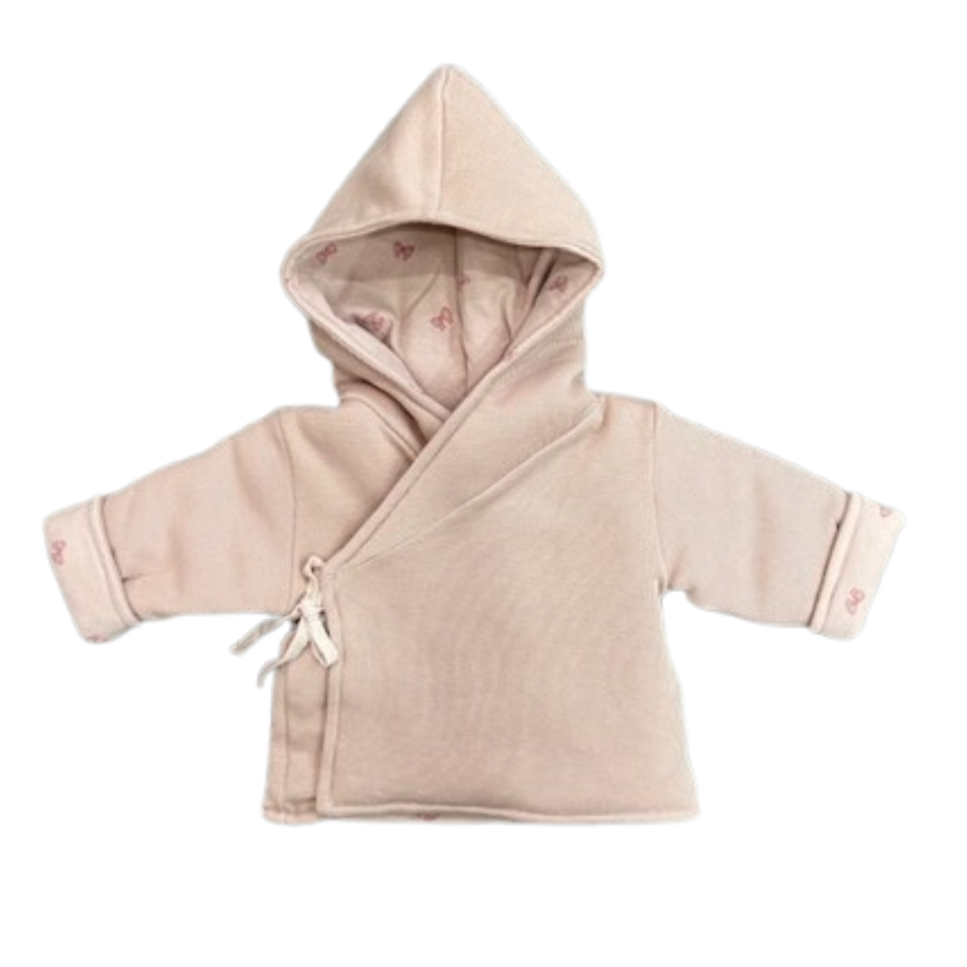 Cotton Pompom Pretty Bows Jacket Soft Cotton Kids Jacket Bow Print Design