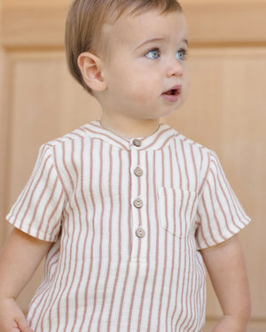 Quincy Mae - Jaxson Shirt + Woven Short Vintage Stripe Natural