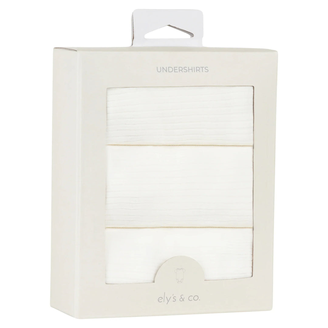 Ely's & Co 3 Pack Ribbed Short Sleeves Undershirt Ivory