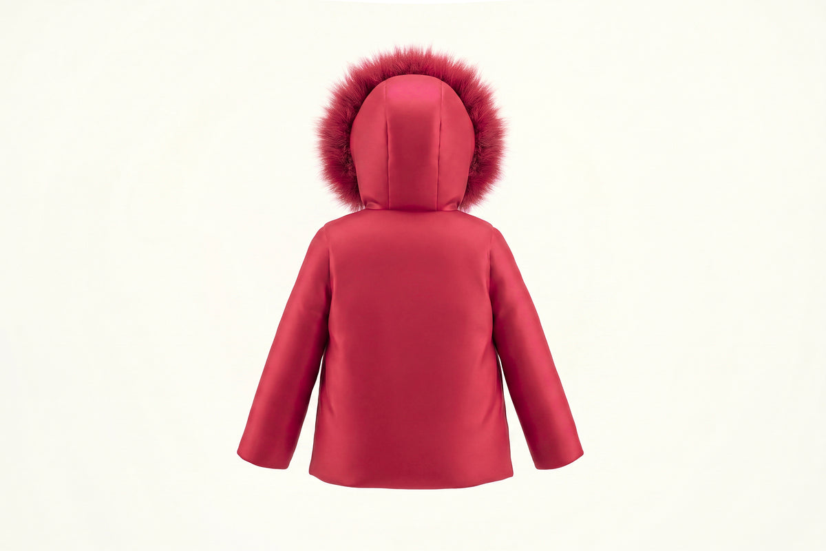 Pramie Little Girls Jacket Bow Cherry 12m-4y