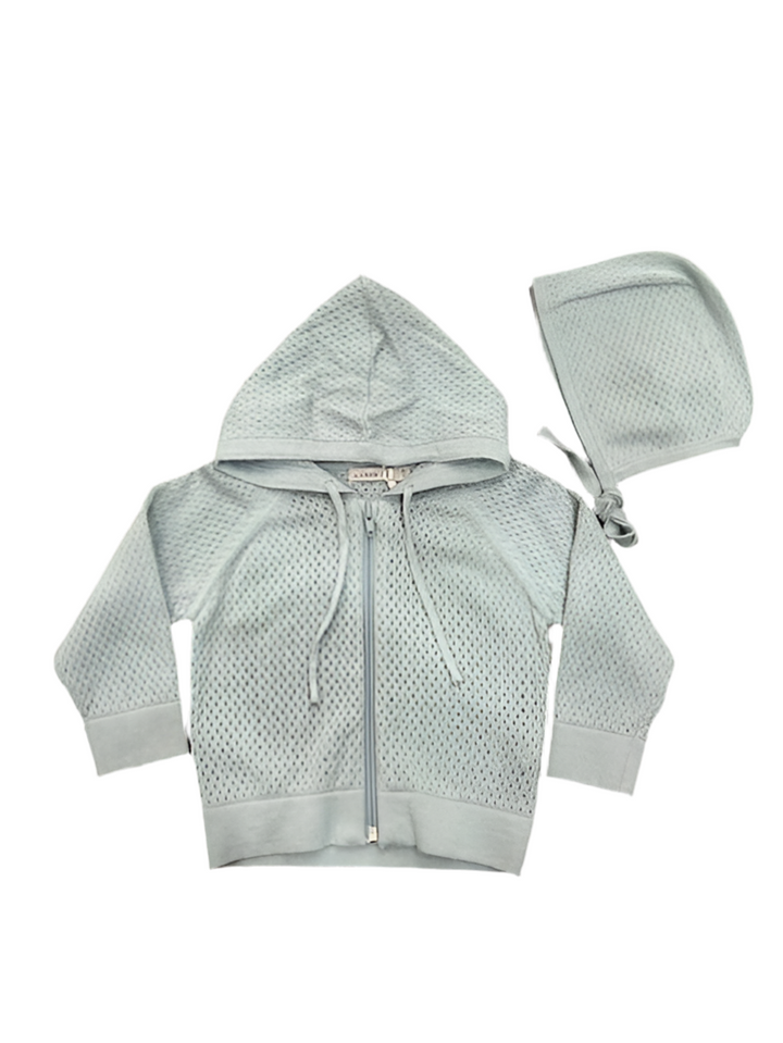 KNIT POINTELLE JACKET + BONNET