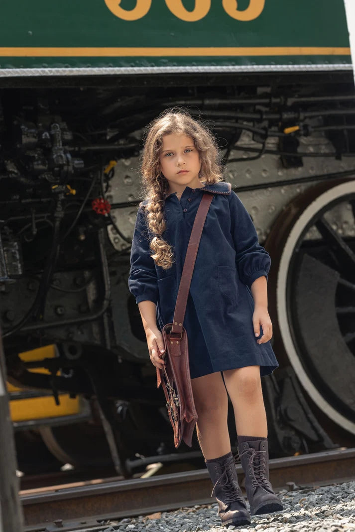Mini Moda Navy Heirloom Collar Dress