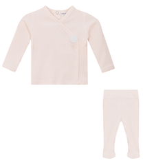 Little Fragile Powder Pink Silicone Tag Rib Baby Set