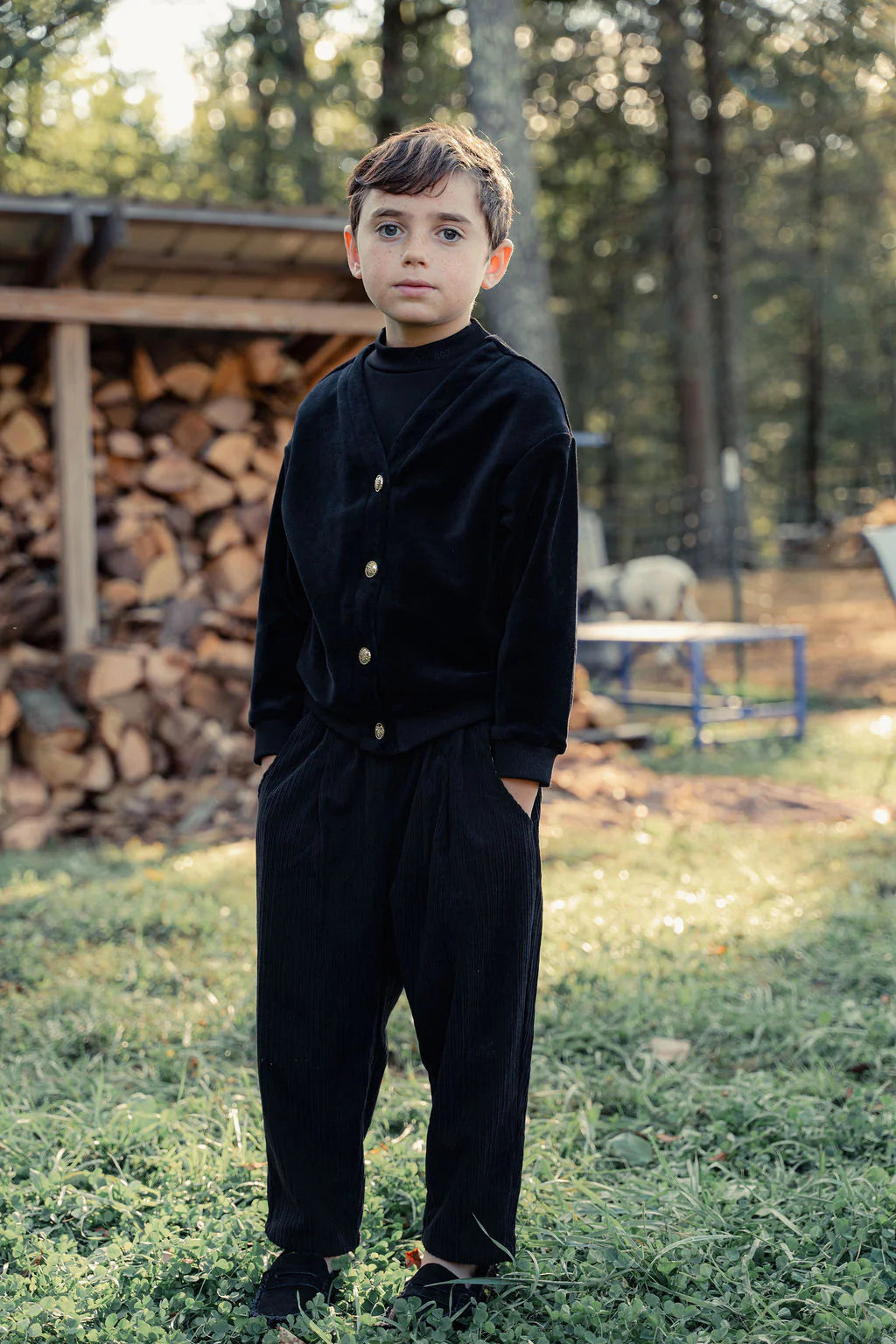 Mini Nod Black Velour Sweater