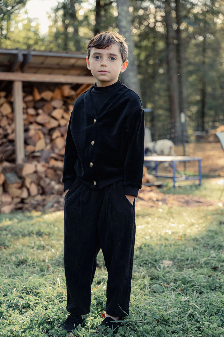 Mini Nod Black Velour Sweater