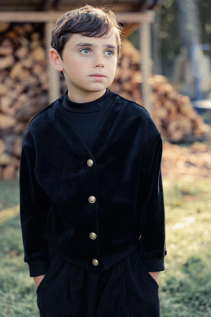 Mini Nod Black Velour Sweater