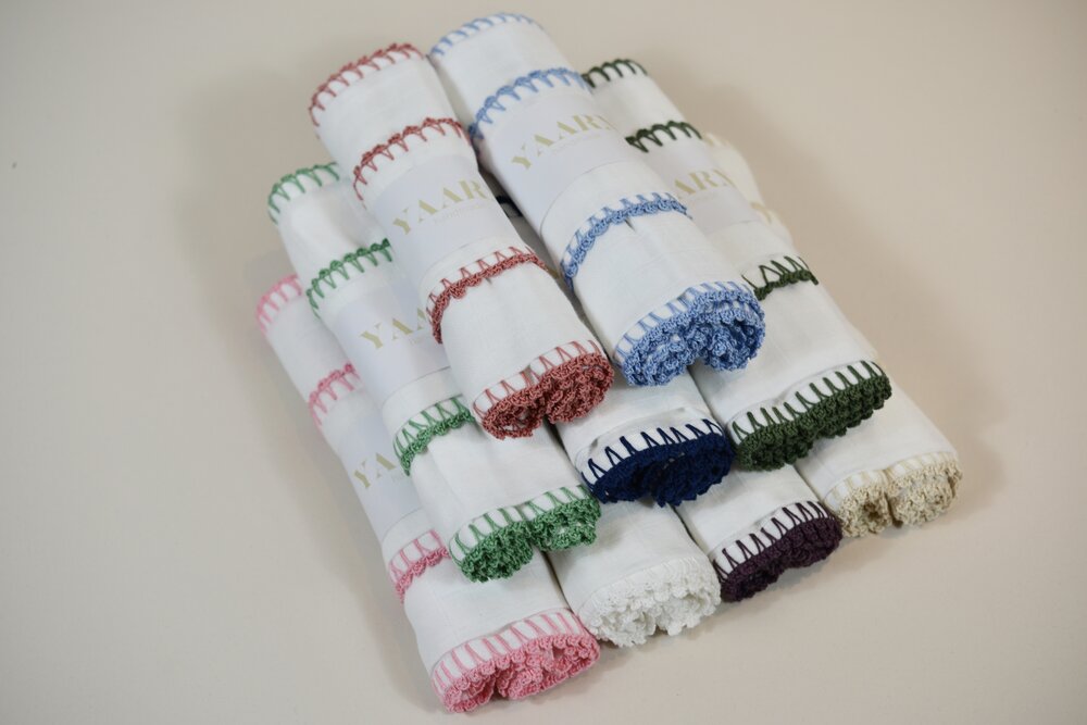 2-Pack Crochet Trim Muslin Baby Swaddle Blankets | Soft Breathable Cotton Receiving Wraps