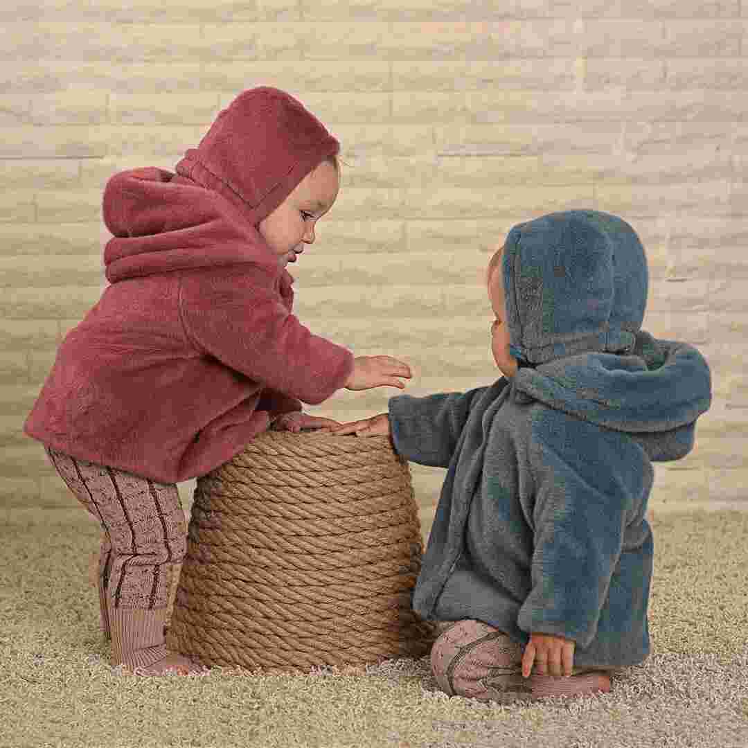 Baby Pink Faux Fur Hooded Jacket + Bonnet - Textured