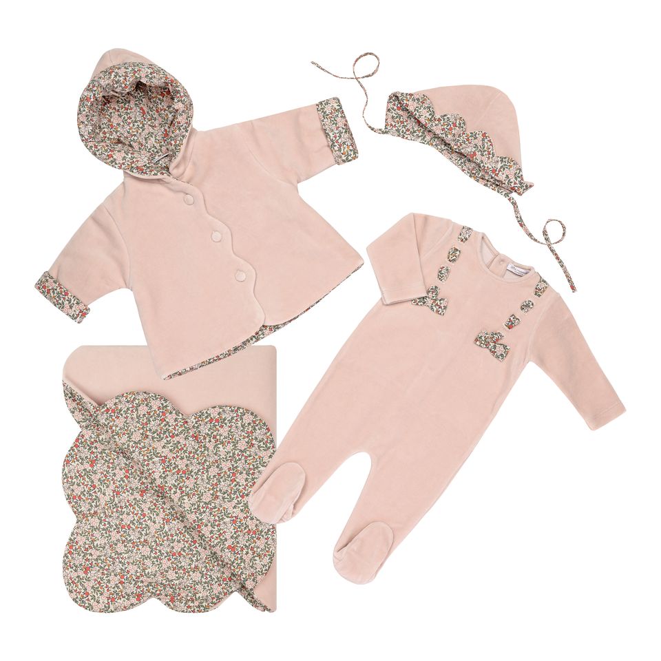 la mascot velour pink floral bonnet