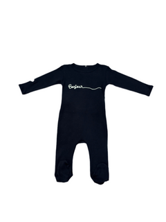Cotton Pompom Navy Bonjour Footie