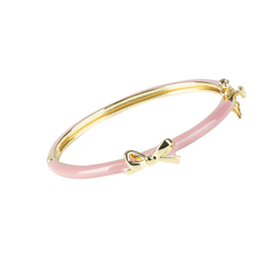 Enamel Pink Bangle with Gold Bow