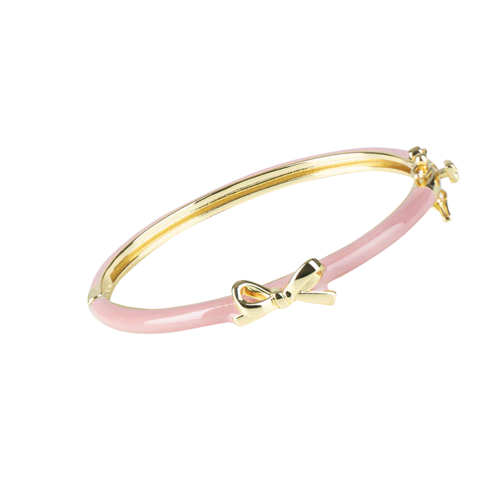 Enamel Pink Bangle with Gold Bow