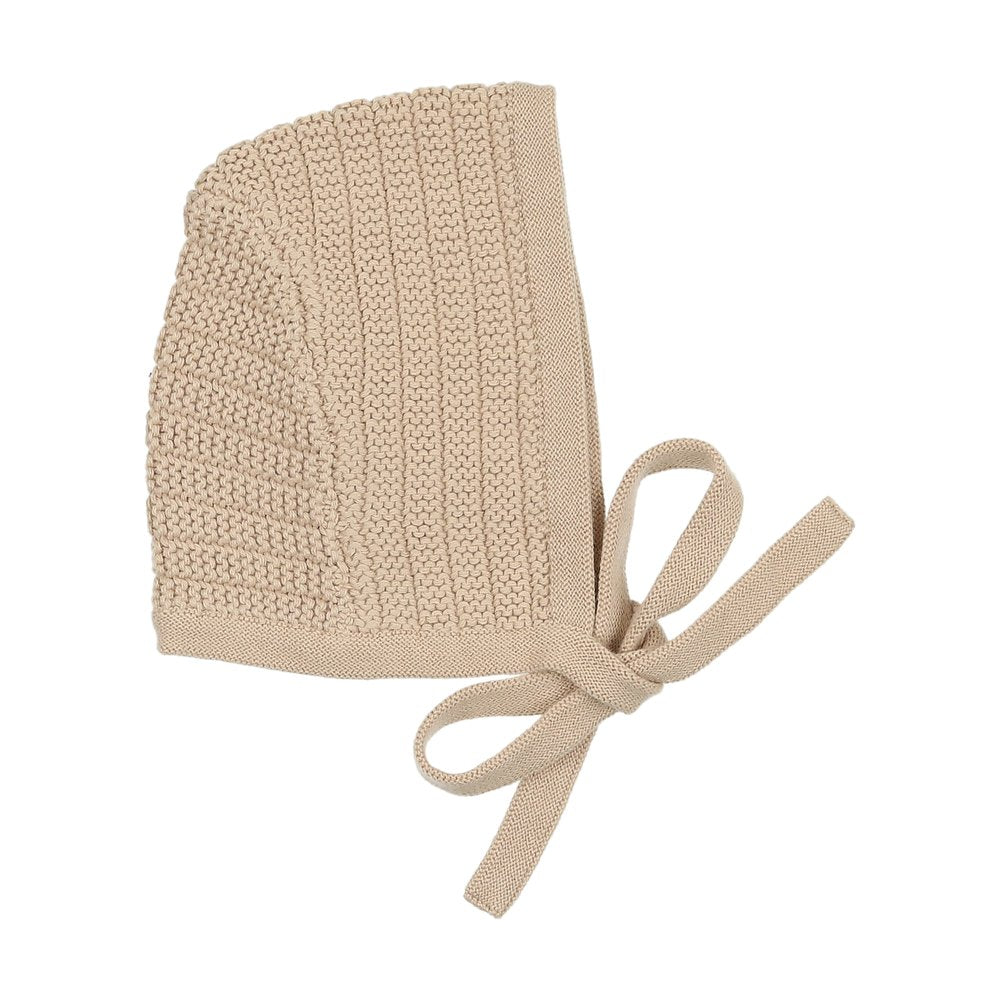 Peluche Tan Knit Ribbed Bonnet