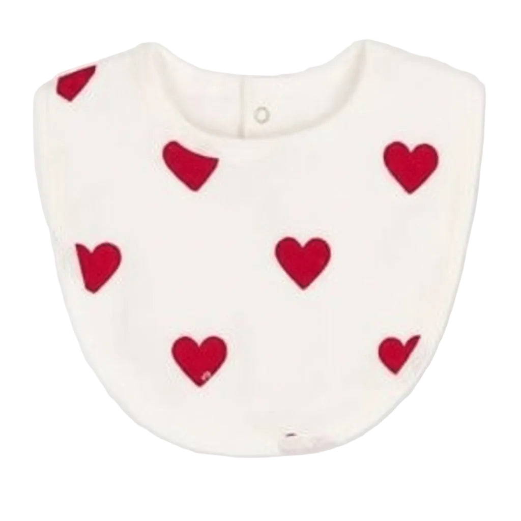 Petit Bateau - Red Heart Print Bib
