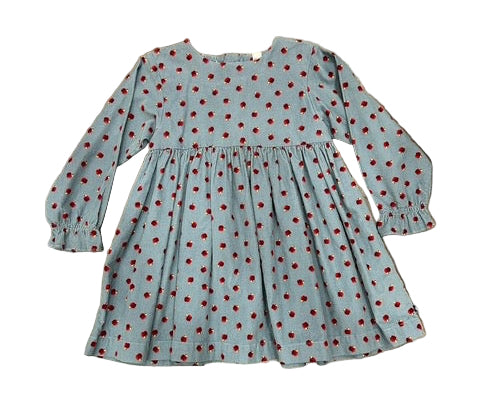 Petit Bateau baby corduroy dress with apple print, toddler girls’ outfit