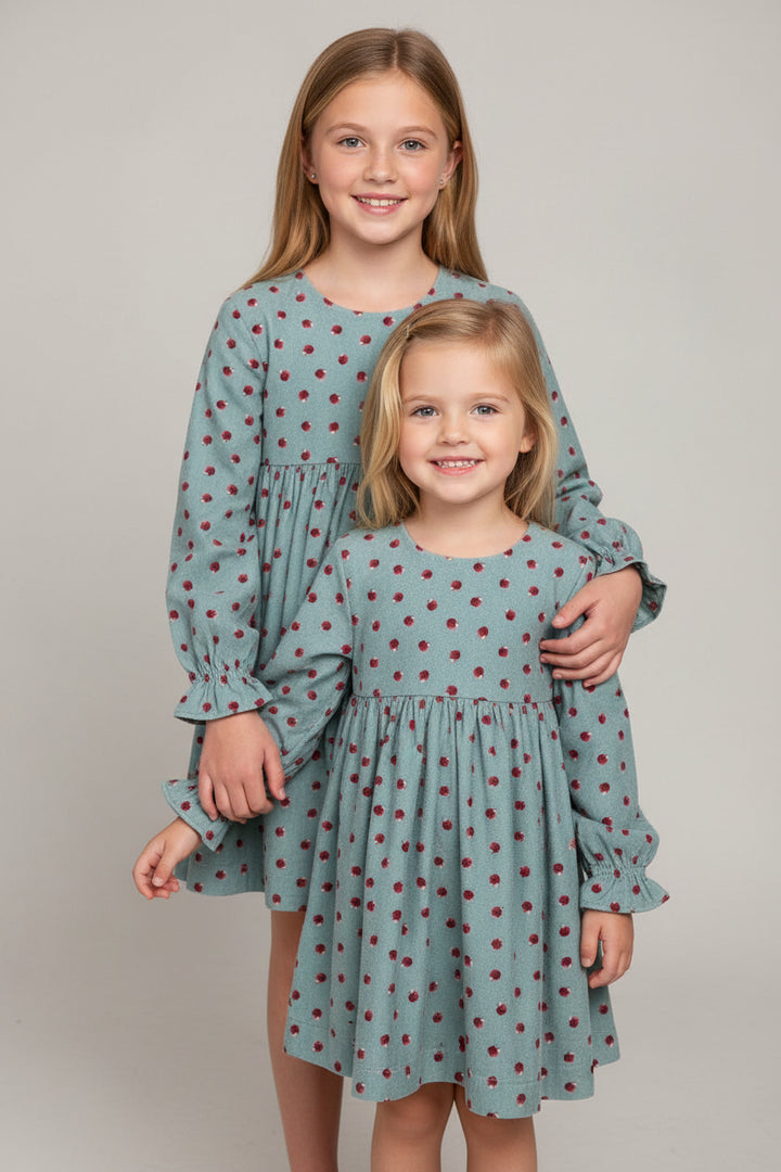 Petit Bateau baby corduroy dress with apple print, toddler girls