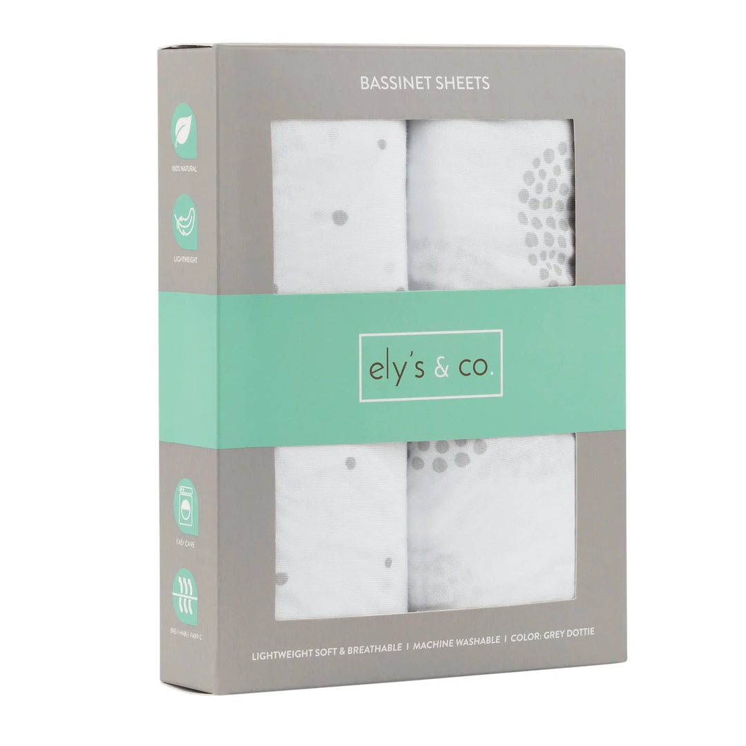 Ely's & Co Grey Dottie 2 Pack Bassinet Sheet