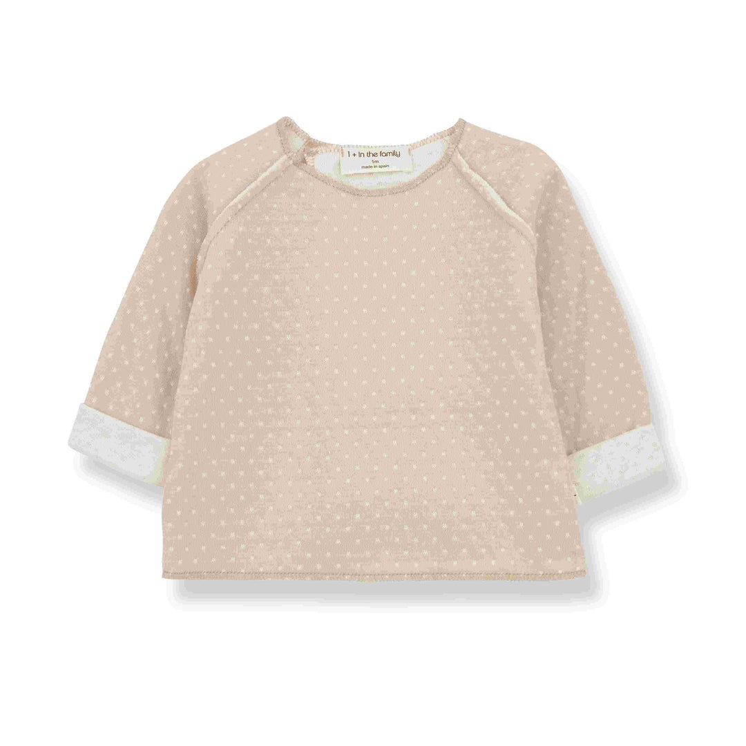1+in the family Emmanuel Beige Dotted Long Sleeve Sweater