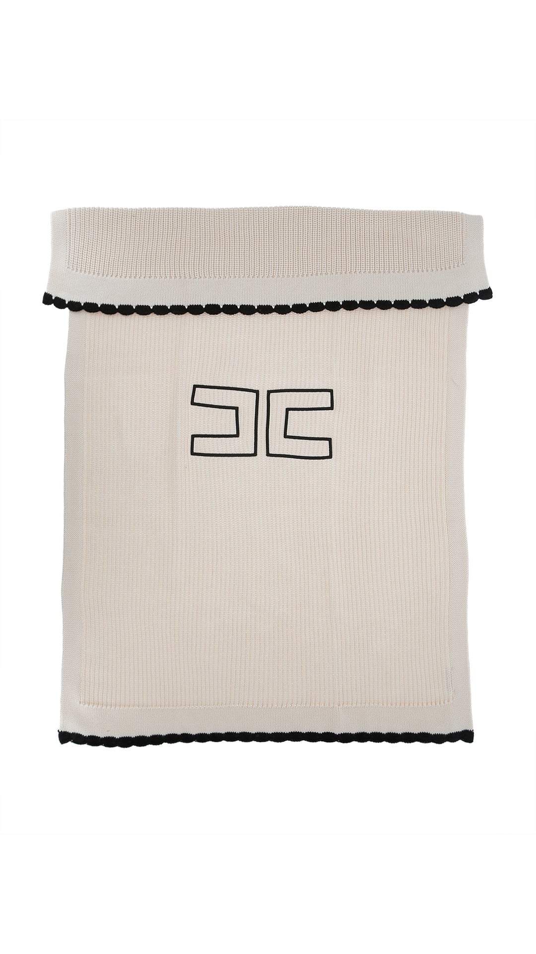 Elisabetta Franchi La Mia Bambina Butter/Black English Knit Blanket With Border