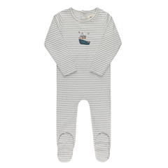 Ely’s & Co Blue Nautical Stripe Collection Footie Boutique Newborn Toddler Boy Classic Maritime Pajamas