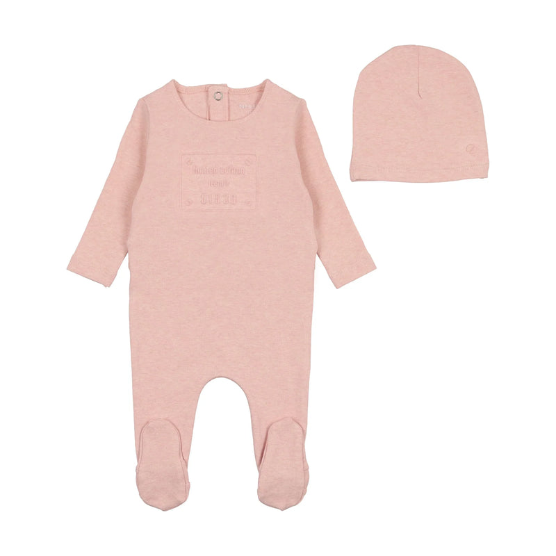 Baby Pina Colada Embossed Plaque Footie + Beanie