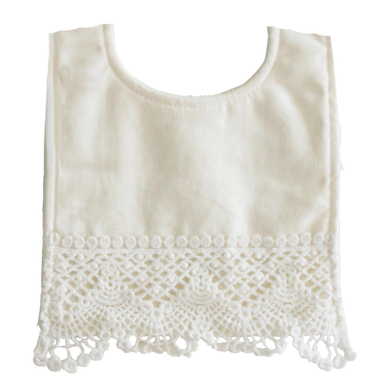 Erin Bib Ivory Linen Crochet Lace