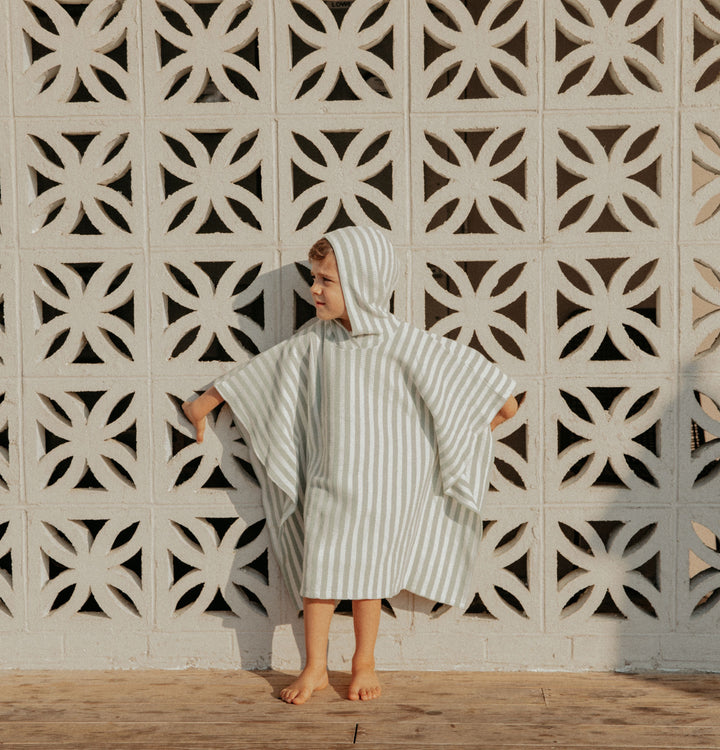 Re Sorte Sage Waffle Pinstripe Poncho