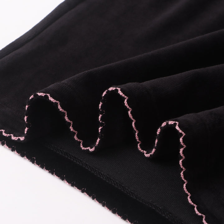 Ba & Na Girls Black with Mauve Pink Embroidery Pjs