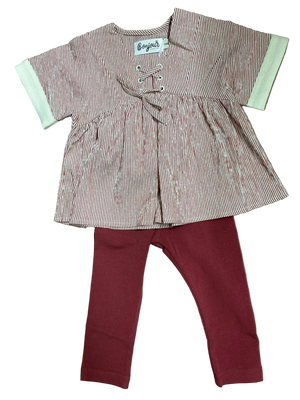 Bonjour - Red Striped Girls Two - Piece