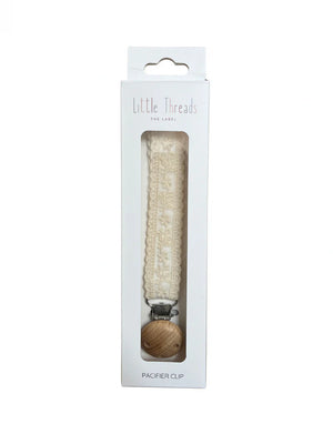 Little Threads - Ivory Floral Lace Pacifier Clip
