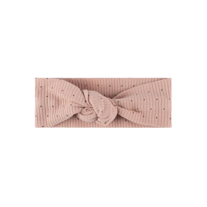 Ely's & Co Pink Black Pindot Ribbed Knot Headband