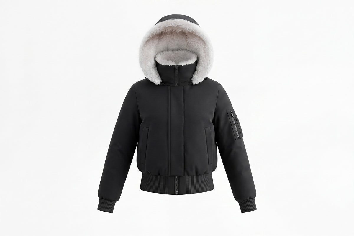 Pramie Girls Poodle Bomber Jacket Black 5-16