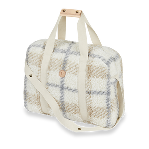 1+ in the Family Ecru Check Furry Bag