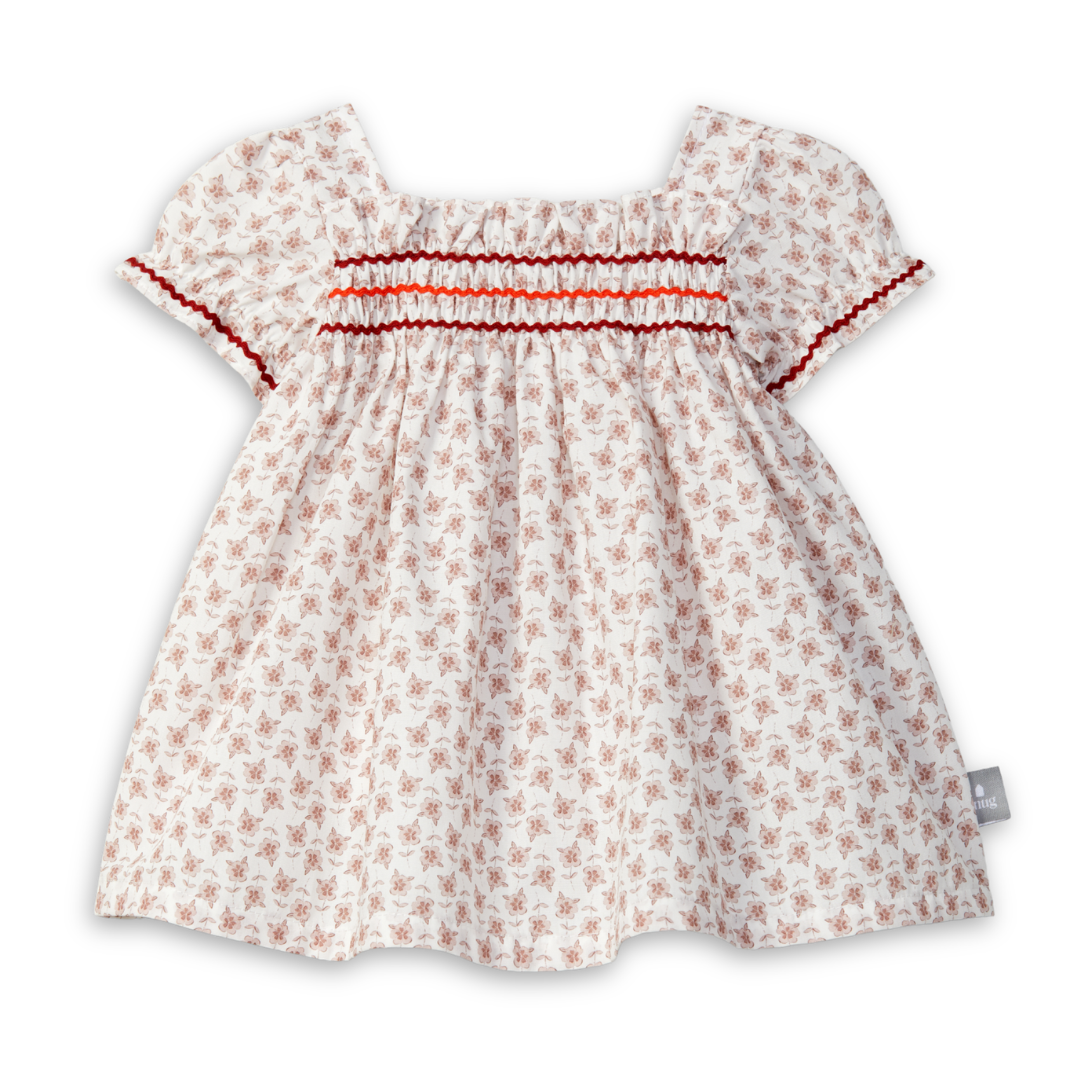 Snug Floral Dress Soft Cotton Girls Dress Floral Print Lightweight Design