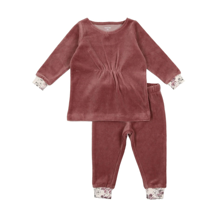 bee dee brushed mauve floral knot loungewear
