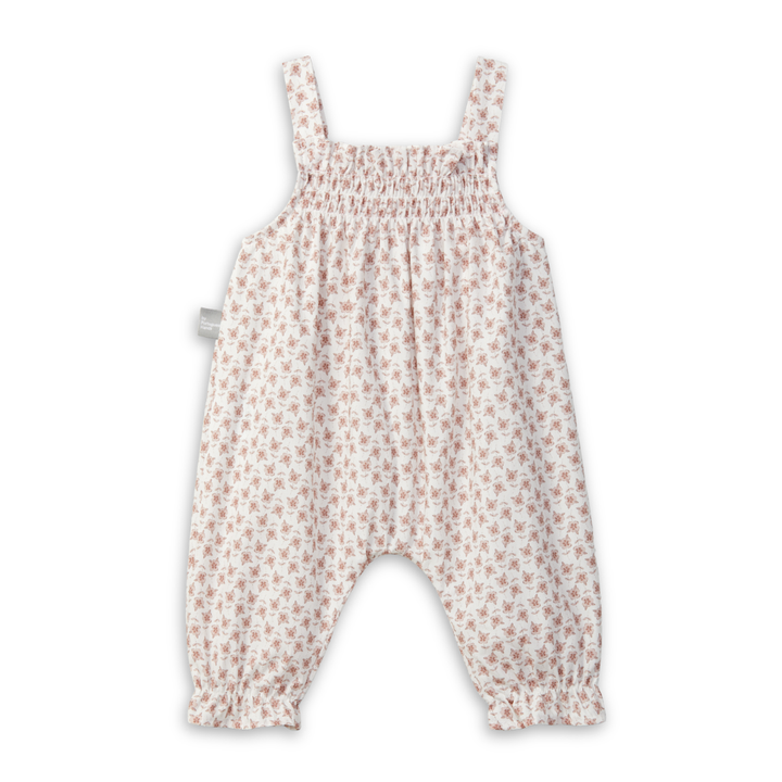 Snug Floral Overall Soft Cotton Baby Overalls Floral Print Lightweight Design