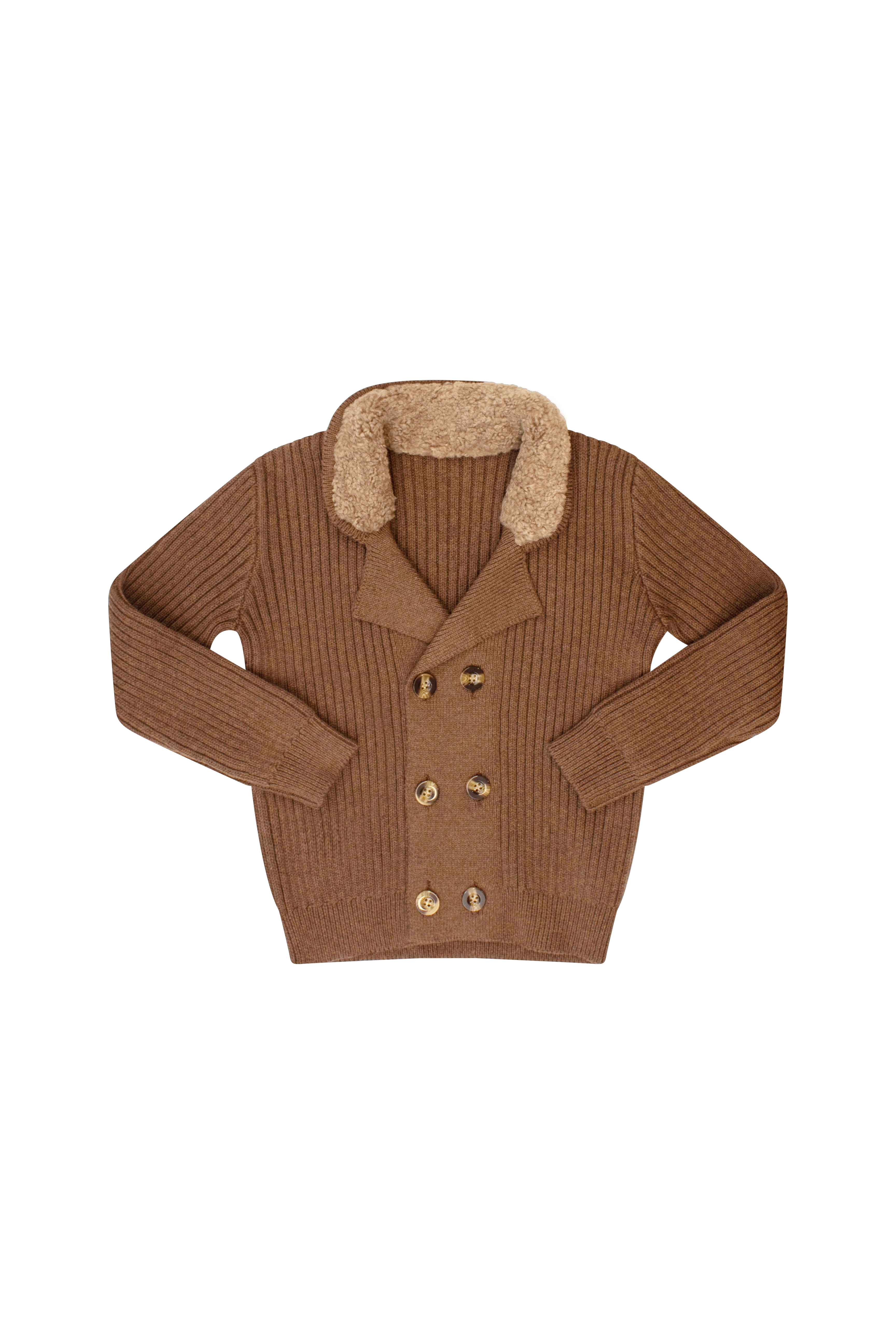 Kipp Coffee Shearling Collar Sweater