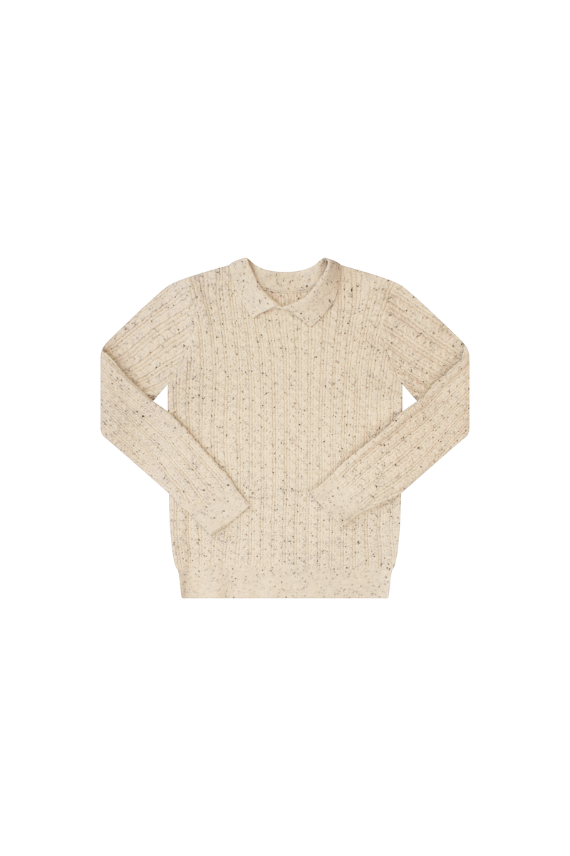 Klai Oatmeal Cable Polo Sweater