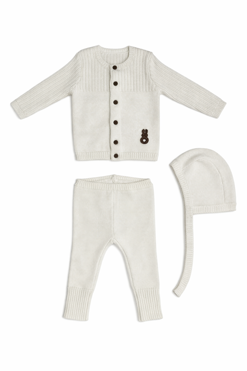 Kipp Baby White Bunny Knit Set with Hat