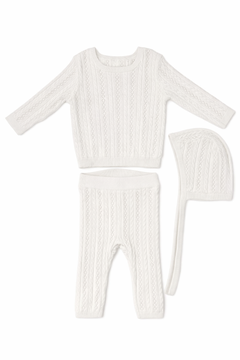 Kipp Baby White KB Pointelle Knit Set with Hat