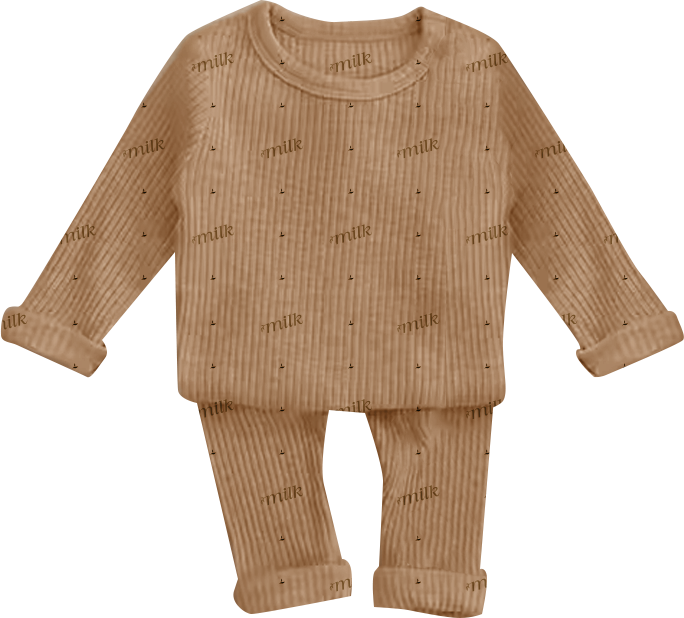 Milk Denmark Clay Ribbed Set – Soft Cotton Baby Outfit | Neutral Newborn Gift Set