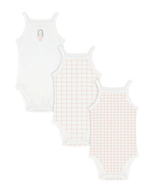 Aimé Child Gingham Sleeveless Bodysuits – Girls’ Cotton 3-Pack