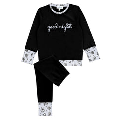 Girls Black Good Night Pajamas by Miss Mini – Soft Cotton Sleepwear