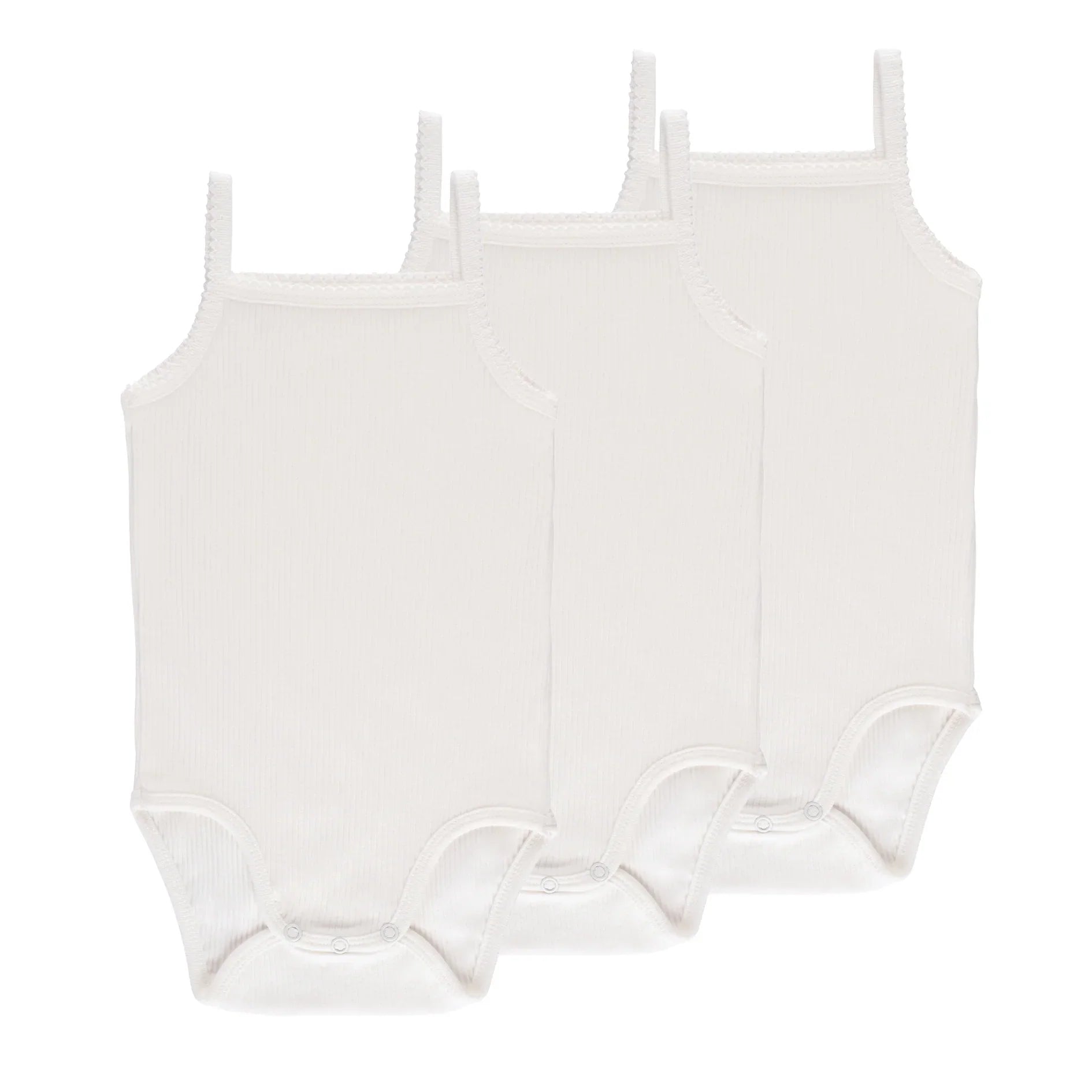 Ely's & Co 3 Pack Ribbed Strap Undershirt Ivory Scallop