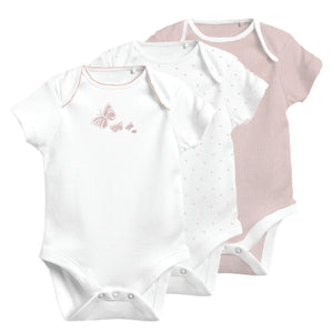 Ely's & Co 3 Pack Short Sleeves Undershirt Pink, Stripes, Butterfly
