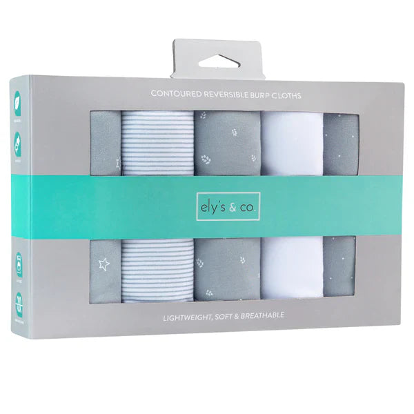 Ely's & Co Blue Leaf Absorbent 5 Pack Burp Cloths