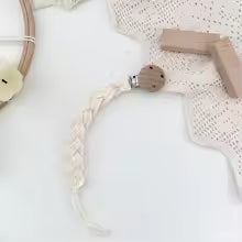 Knit Braided Beech Wood Pacifier Clips