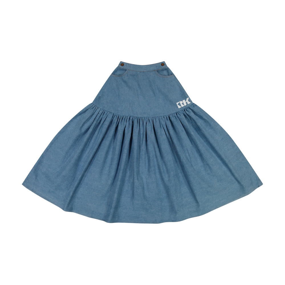 Retro Kid - Hollis Denim Full Skirt - Maxi Length