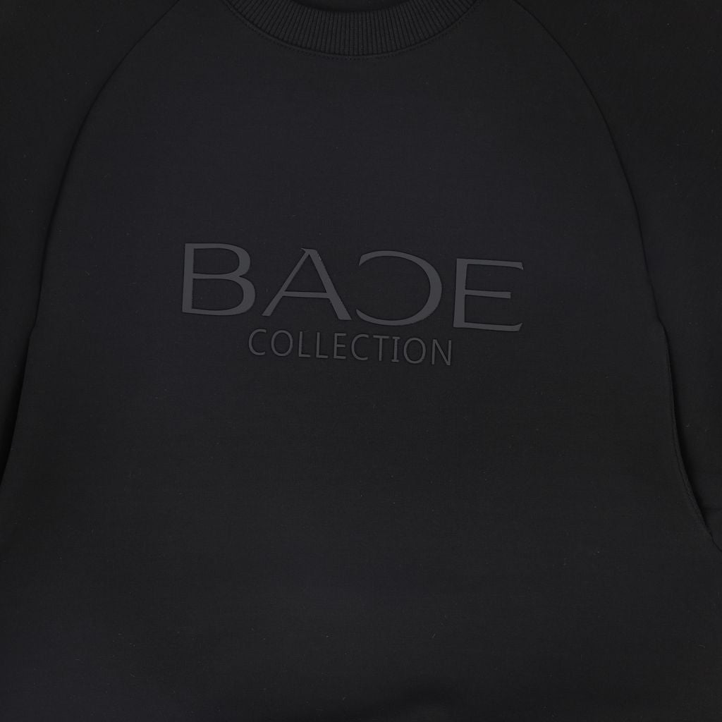 Bace Tonal Printed Sweatshirt – Black Cotton Minimalist Kids Pullover | Everyday Luxury Essential