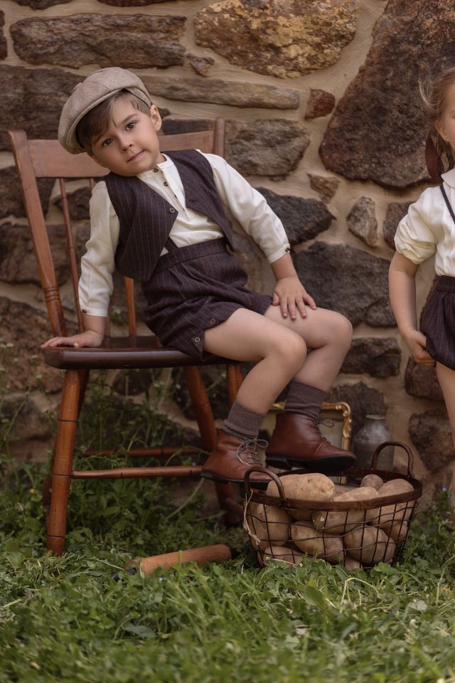 La Nina – Boys Pinstripe 3-Piece Set | Brown